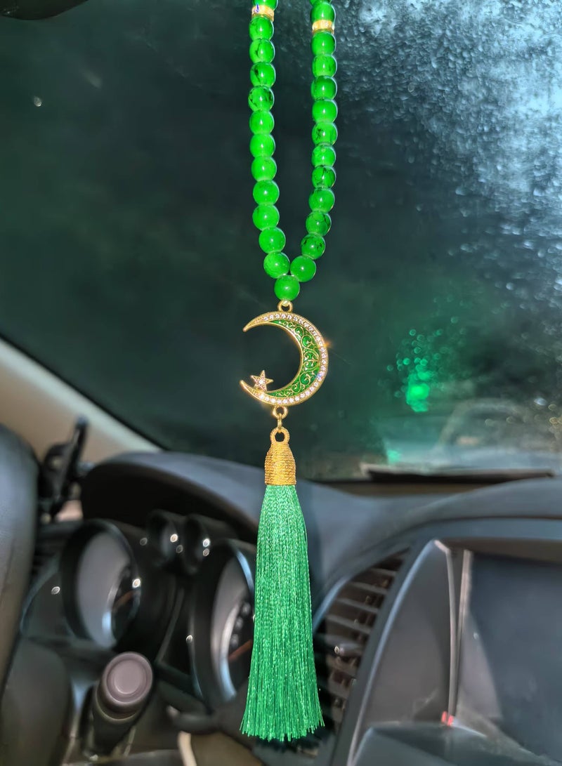 Fianser Car Pendant Metal Set Crescent And Star Gold-Plated Hanging Ornaments Interior Accessories Decoration Gift For Ramadan Hajj Umrah Home Decor Prayer Beads 33 Tasbih Tasbeeh Zikr Islamic Muslim Allah Ihram Arabic Travel Carry on - Image 5