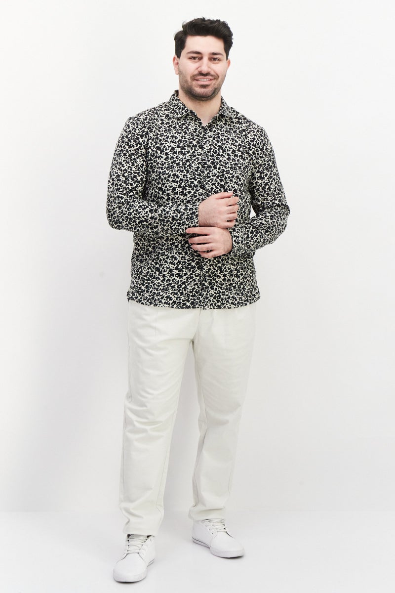 John Varvatos Men Regular Fit Animal Print Long Sleeve Casual Shirt, Black - Image 2