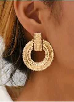 Shein Textured Metal Hoop Earrings Gold  - Image 1
