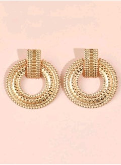 Shein Textured Metal Hoop Earrings Gold  - Image 2