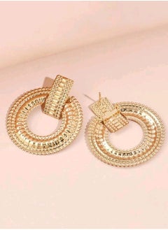 Shein Textured Metal Hoop Earrings Gold  - Image 4