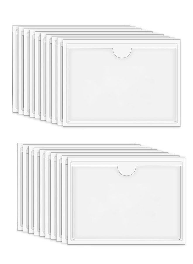 HAWAWA 20 PCS Self Adhesive Index Card Pockets with Top Open, Clear Plastic Label Holder for Cards of Note, Library and Business, Adhesive Label Pockets & Card Holder 3" x 5" (Index Card not Included) - Image 1