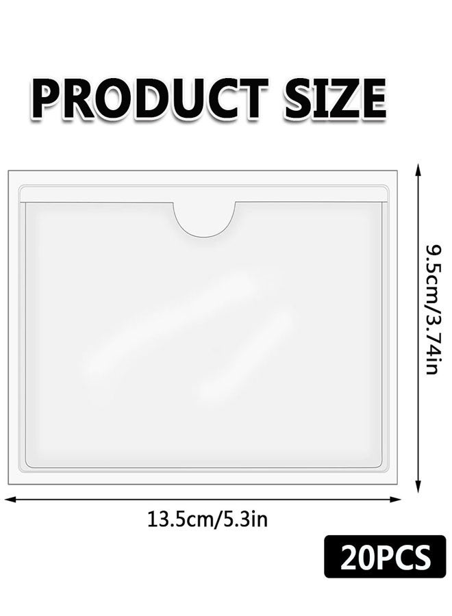 HAWAWA 20 PCS Self Adhesive Index Card Pockets with Top Open, Clear Plastic Label Holder for Cards of Note, Library and Business, Adhesive Label Pockets & Card Holder 3" x 5" (Index Card not Included) - Image 2