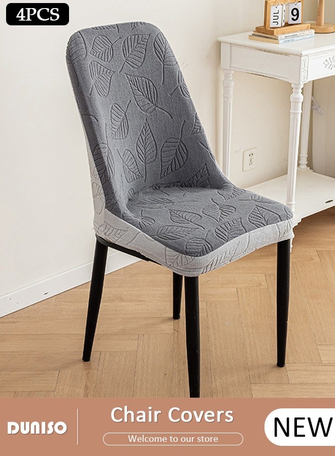 DUNISO 4 Packs Chair Covers, Stretch Jacquard Dining Chair Slipcovers, Removable Washable Chair Protector, Elastic Chair Protector Seat Covers for Hotel Dining Room Ceremony Banquet Wedding Party - Image 1