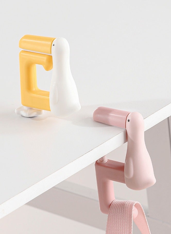 2 Pcs Cartoon Duck Handbag Hook Hanger for Table, Folding Under Desk Umbrella & Purse Holder, Desk Mount Clamp-On Under Desk for Table Desk Clip-On No Drill Hooks for Bags  - Image 1