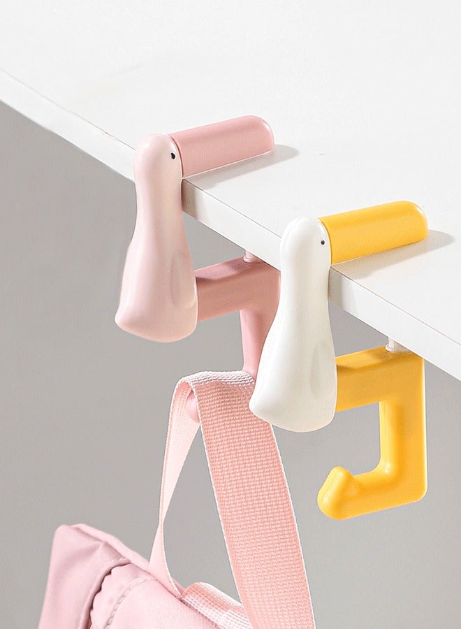 2 Pcs Cartoon Duck Handbag Hook Hanger for Table, Folding Under Desk Umbrella & Purse Holder, Desk Mount Clamp-On Under Desk for Table Desk Clip-On No Drill Hooks for Bags  - Image 2