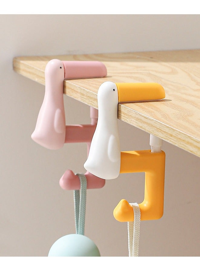 2 Pcs Cartoon Duck Handbag Hook Hanger for Table, Folding Under Desk Umbrella & Purse Holder, Desk Mount Clamp-On Under Desk for Table Desk Clip-On No Drill Hooks for Bags  - Image 3