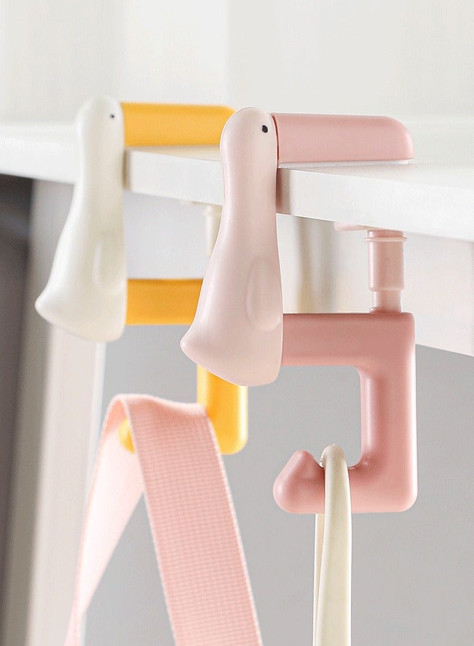 2 Pcs Cartoon Duck Handbag Hook Hanger for Table, Folding Under Desk Umbrella & Purse Holder, Desk Mount Clamp-On Under Desk for Table Desk Clip-On No Drill Hooks for Bags  - Image 4
