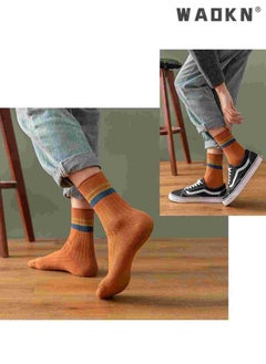 WAOKN 7 Pairs of Men's Striped Socks,Mid-Calf,Suitable for All Seasons,Vintage Crew Socks,Women's Loose Athletic Calf Socks, Casual Cotton Stretchy Novelty Socks,Casual Socks- Perfect for Everyday Wear  - Image 2