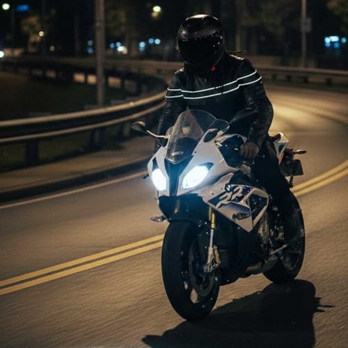 Milwaukee Leather Mens Black Leather Sporty Crossover Scooter Motorcycle Jacket wReflective Piping LKM1725 Large - Image 3