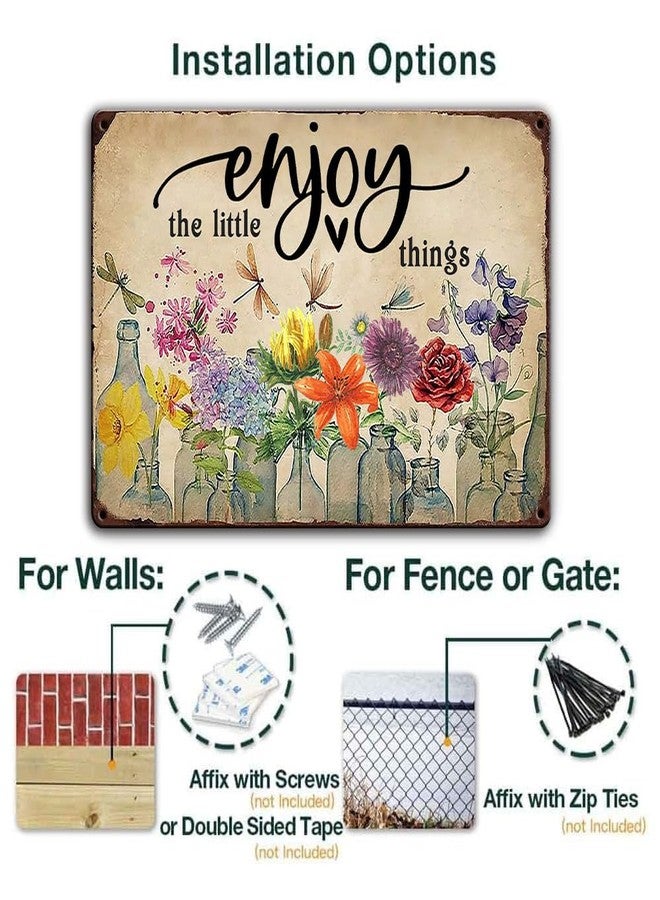 Ykfss Funny Garden Signs Outdoor Wall Decor For Patio Metal Signs For Outside Porch Tin Signs Enjoy The Little Things Sign Garden Decorative Plaque Farmhouse Kitchen Flower Hanging Sign 8x12 Inch - Image 2