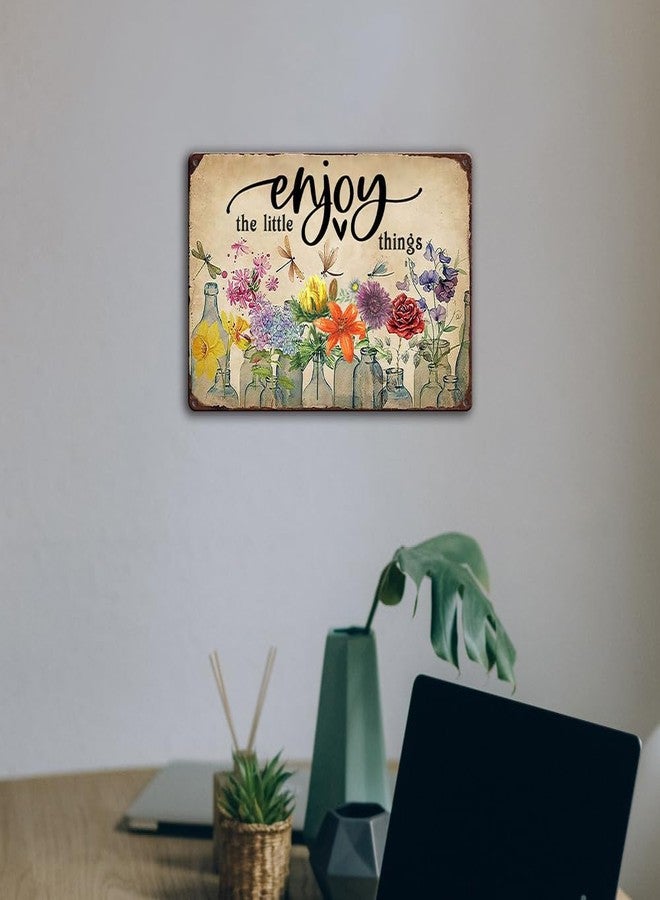 Ykfss Funny Garden Signs Outdoor Wall Decor For Patio Metal Signs For Outside Porch Tin Signs Enjoy The Little Things Sign Garden Decorative Plaque Farmhouse Kitchen Flower Hanging Sign 8x12 Inch - Image 3