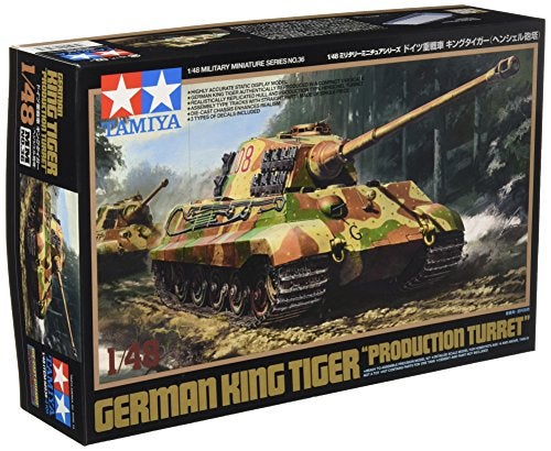 Tamiya - 1:48 German Royal Tiger Henschel Tower, Faithful Replica, Model Building, Plastic Kit, Crafts, Hobby, Gluing, Plastic Kit, Assembling - Image 1