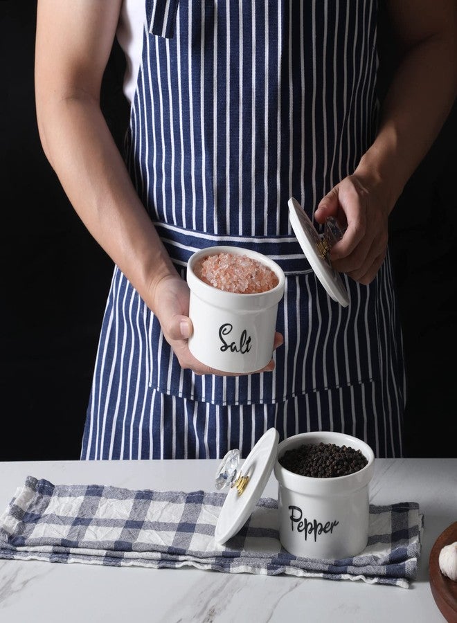 هاو توب أوعية ملح وفلفل من هاوتوب بغطاء كريستالي، وعاء ملح وفلفل سيراميكي سعة 12.5 أونصة لسطح الطاولة، ديكور مطبخ ريفي، طقم من قطعتين (ذهبي) - Image 4