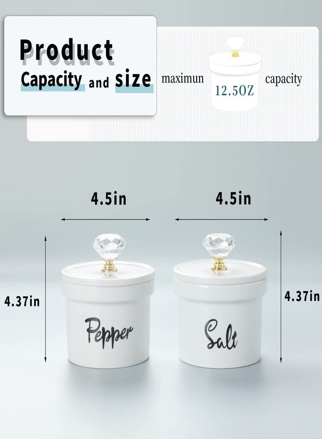 هاو توب أوعية ملح وفلفل من هاوتوب بغطاء كريستالي، وعاء ملح وفلفل سيراميكي سعة 12.5 أونصة لسطح الطاولة، ديكور مطبخ ريفي، طقم من قطعتين (ذهبي) - Image 2