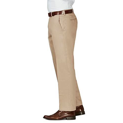 Haggar Mens Work To Weekend Hidden Expandable Waist No Iron Flat Front Dress-pants, Khaki, 44W X 29L US - Image 3