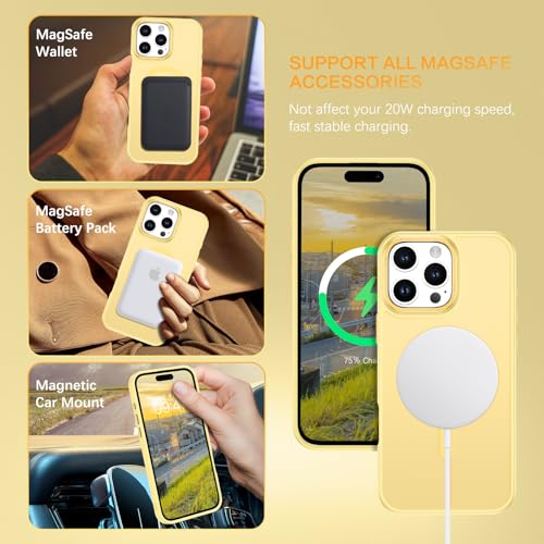 BENTOBEN Magnetic for iPhone 16 Pro Max Case,(Compatible with MagSafe) (Military Grade Drop Protection) Slim Translucent Matte Shockproof with Anti-Fingerprint Phone Case 6.9",Yellow - Image 2
