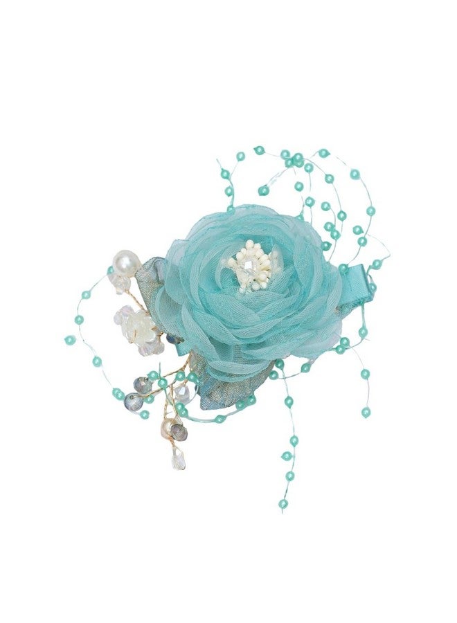 Yellow Bee Embellished Rosette Hair Clip, Blue - Image 1