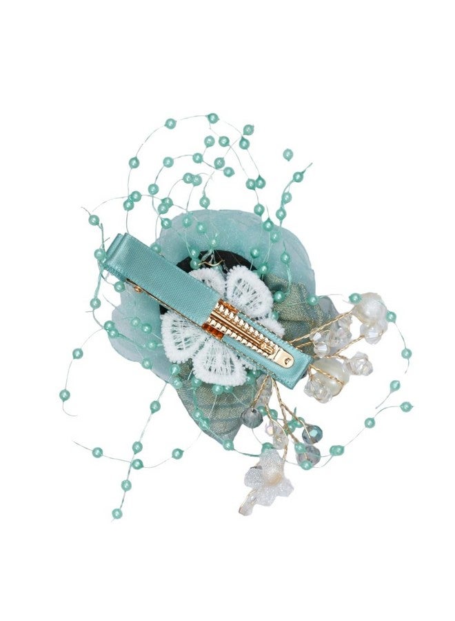 Yellow Bee Embellished Rosette Hair Clip, Blue - Image 4