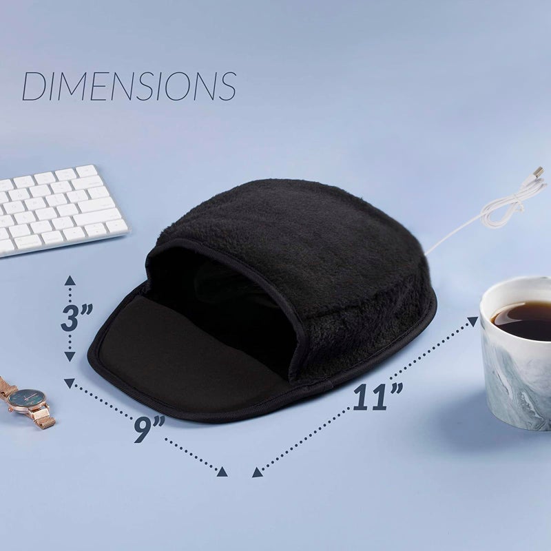Holiberty USB Heated Mouse Pad Hand Warmer Ergonomic Heating Gaming Mouse Pad Mat with Wrist Rest for Office Home Computer Laptop Non-Slip Rubber Small Desk Mousepad Christmas Winter Warm Gift - Image 4
