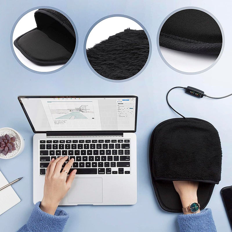 Holiberty USB Heated Mouse Pad Hand Warmer Ergonomic Heating Gaming Mouse Pad Mat with Wrist Rest for Office Home Computer Laptop Non-Slip Rubber Small Desk Mousepad Christmas Winter Warm Gift - Image 2