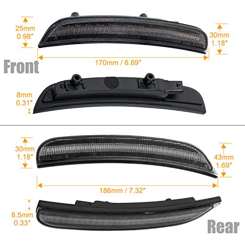 RANSOTO LED Side Marker Light Compatible with Dodge Charger 2015 2016 2017 2018 2019 2020 2021 2022 2023 Front Amber Rear Lamp Lights Smoked - Image 2