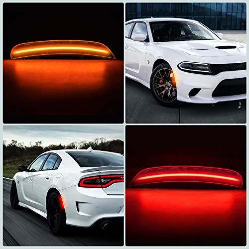 RANSOTO LED Side Marker Light Compatible with Dodge Charger 2015 2016 2017 2018 2019 2020 2021 2022 2023 Front Amber Rear Lamp Lights Smoked - Image 4
