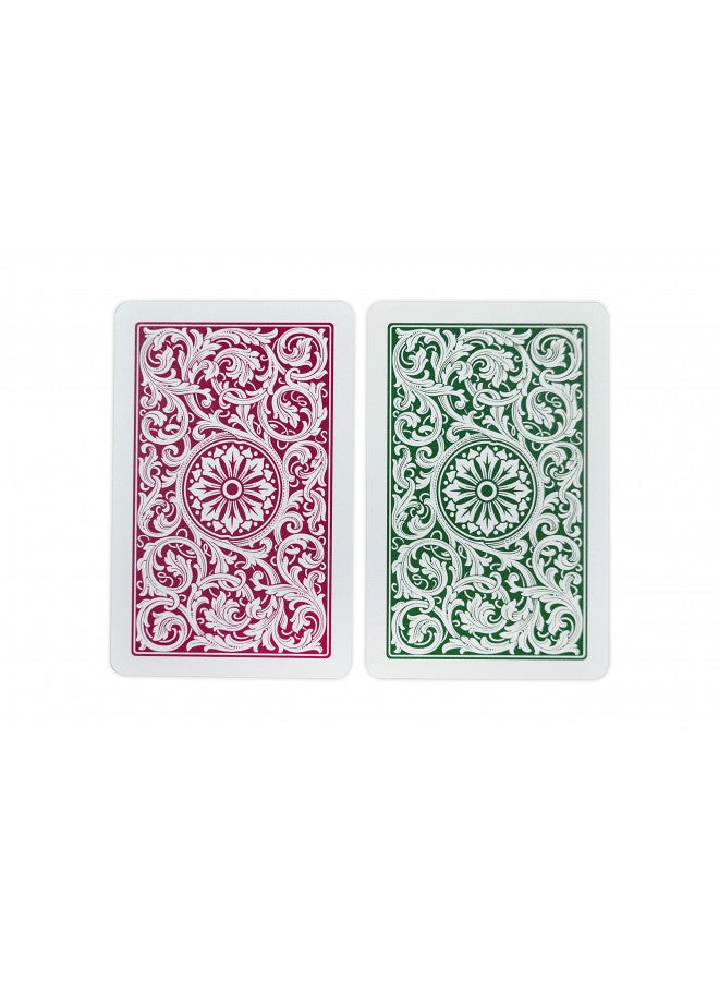 Copag 1546 Design 100% Plastic Playing Cards, Bridge Size (Narrow) Green/Burgundy (Standard Index, 1 Set) - Image 2