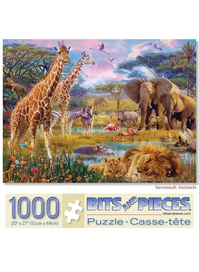Bits and Pieces 1000 Piece Jigsaw Puzzle For Adults Savannah Animals 1000 Pc Jungle Scene Jigsaw By Artist Jan Patrik - Image 3