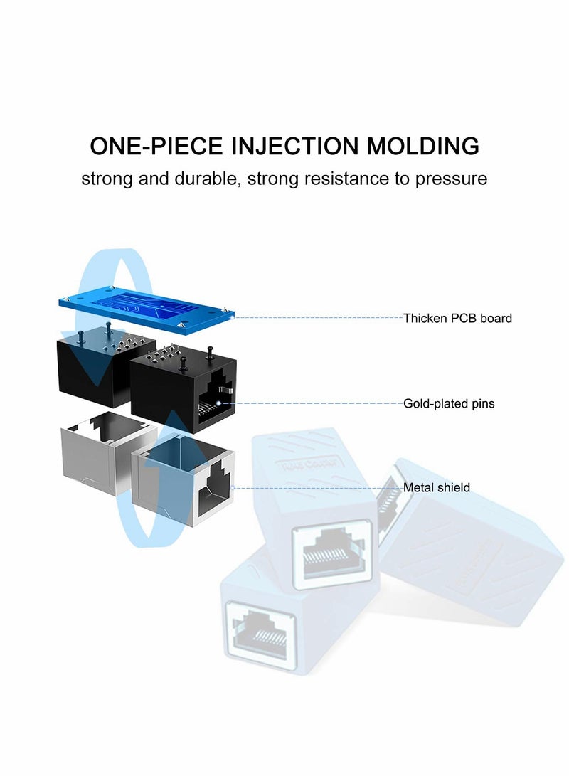 Barakah RJ45 Coupler 10 Pack in Line Coupler Cat7 Cat6 Cat5 Cat5e Ethernet Network Cable Extender Adapter Female to Female Support 100BASE TX Blue - Image 4
