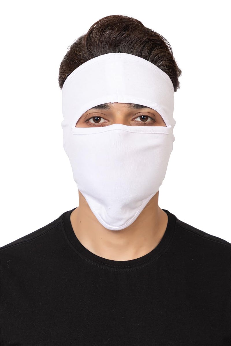 Gajraj Unisex Cotton Anti Pollution Dust Sun Protecion Full Face Cover Mask with Air Filter Mesh and Visor (White) (Plain Mask) - Image 1