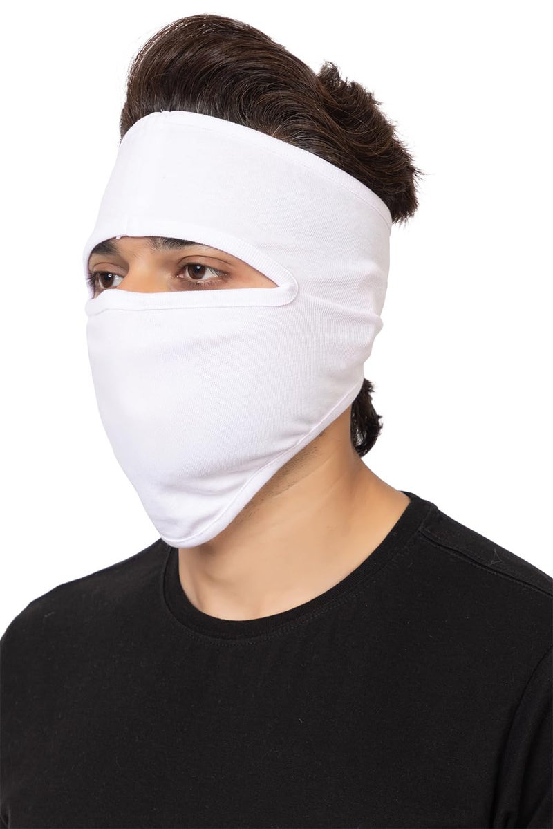 Gajraj Unisex Cotton Anti Pollution Dust Sun Protecion Full Face Cover Mask with Air Filter Mesh and Visor (White) (Plain Mask) - Image 2