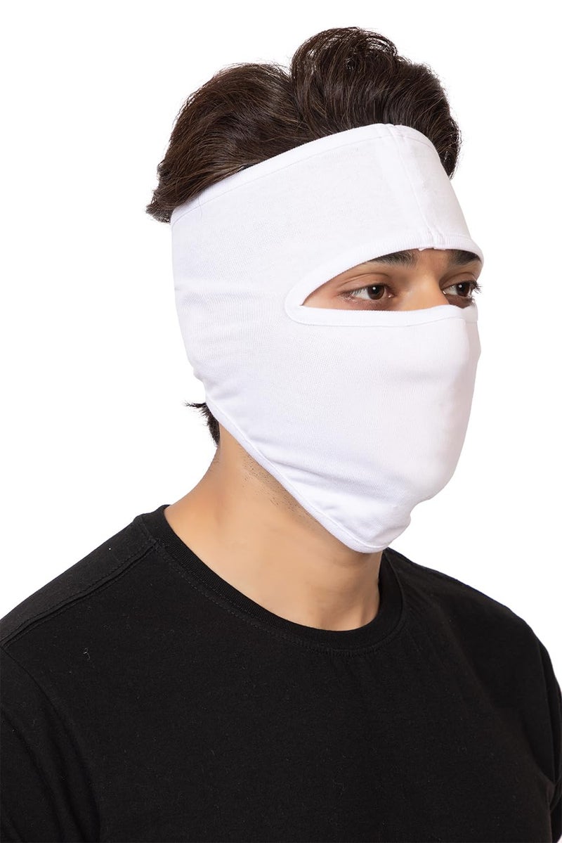 Gajraj Unisex Cotton Anti Pollution Dust Sun Protecion Full Face Cover Mask with Air Filter Mesh and Visor (White) (Plain Mask) - Image 3