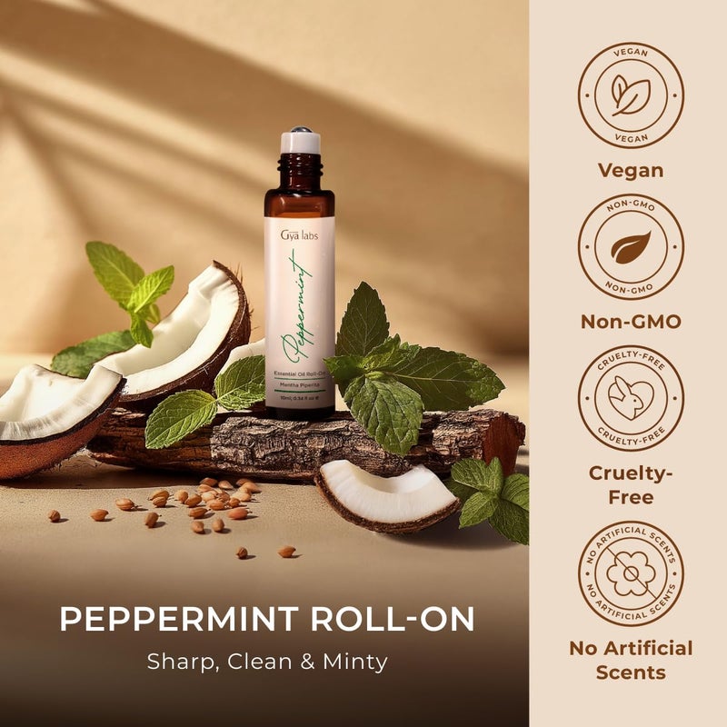 Gya Labs Peppermint Essential Oil Roll On - 0.34 Fl Oz - Travel Size Roller for Camping, Skin, Aromatherapy Relief, Convenience - Image 3