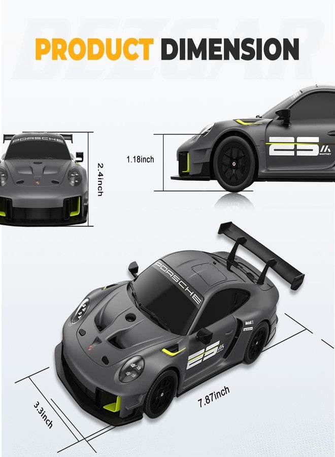 BEZGAR سيارة بيزجار بورش للتحكم عن بعد - سيارة بورش 911 GT2 RS المرخصة رسميًا 1:24 نموذج سيارة RC هدية للأولاد والبنات والمراهقين والبالغين - Image 4