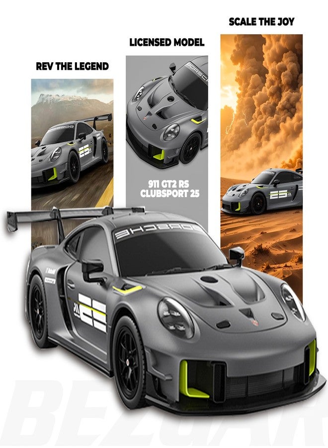 BEZGAR سيارة بيزجار بورش للتحكم عن بعد - سيارة بورش 911 GT2 RS المرخصة رسميًا 1:24 نموذج سيارة RC هدية للأولاد والبنات والمراهقين والبالغين - Image 2