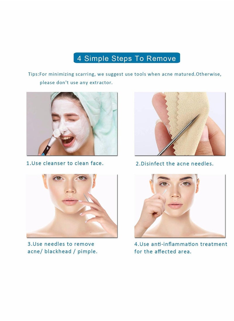 SYOSI Acne Needle Tool Sets, 5 Pcs Stainless Steel Blackhead Remover Pimple Popper Kit, Pimple Tweezers Extractor Comedone Extractor Tool Blackheads Treatment Blemish Remover Kit with Case  - Image 4
