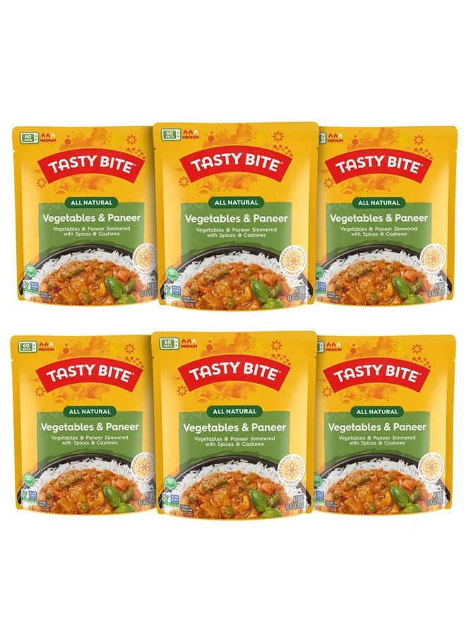 Tasty Bite Indian Vegetables & Paneer, Microwaveable Ready to Eat Entrée, 10 Ounce (Pack of 6) - Image 1