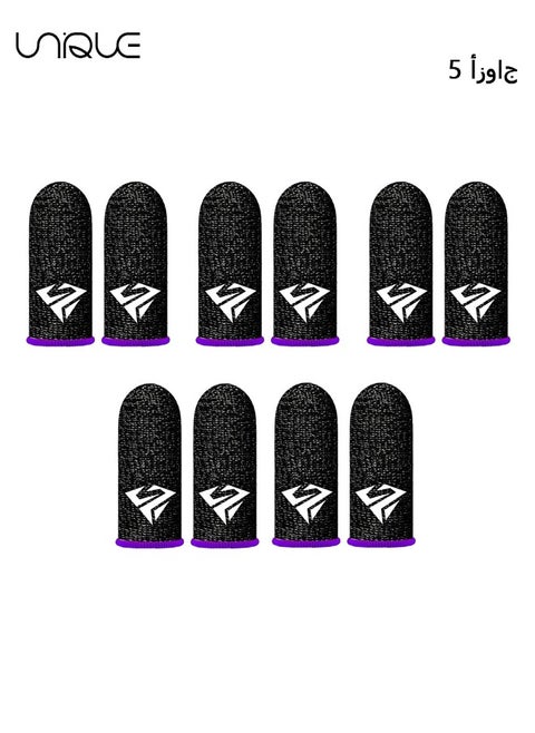5 Pack Mobile Phone Gaming Finger Sleeves, Finger Sleeves Fit All Touchscreen Devices, 0.3mm Superconducting Nanofibers, Smooth Feel, Anti-Sweat, Extremely Thin, Purple Edge