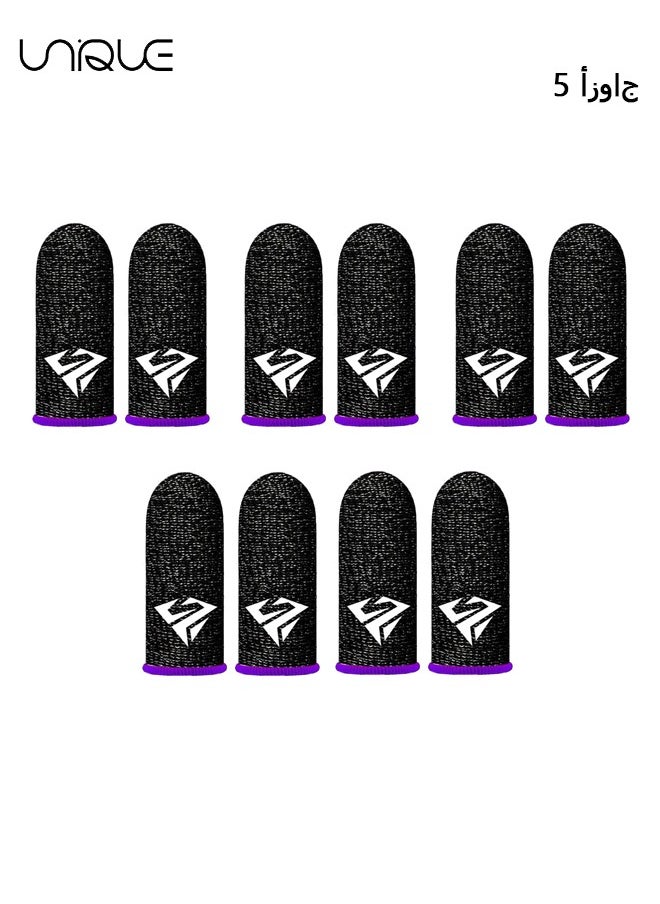 Unique 5 Pack Mobile Phone Gaming Finger Sleeves, Finger Sleeves Fit All Touchscreen Devices, 0.3mm Superconducting Nanofibers, Smooth Feel, Anti-Sweat, Extremely Thin, Purple Edge  - Image 1