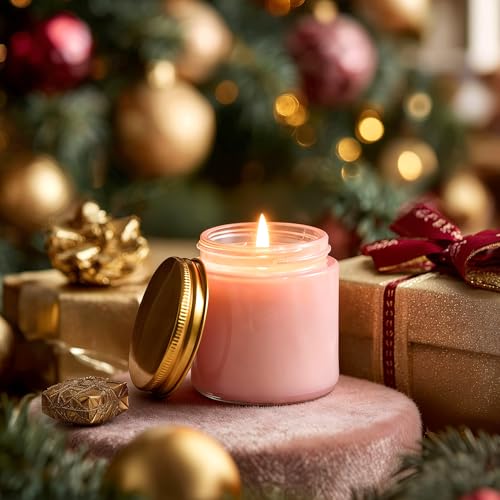 Danmu 3 oz Pink Glass Candle Jars with Gold Lids - Threaded Seal Candle Making Kit & Supplies, Thick Empty Candle Jars for DIY, Storage, Wedding Favors 24 Pack - Image 5