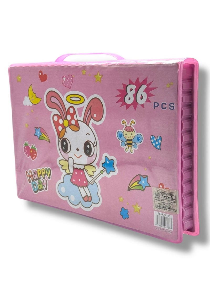 QSHOP ® 86 Pcs Art and School Supplies Set - Wooden & Water Colors, High Quality Pencils, Eraser, Sharpener, Scissors, Ruler & Stationery All-in-One Set for Kids, Students, Artists  - Image 2