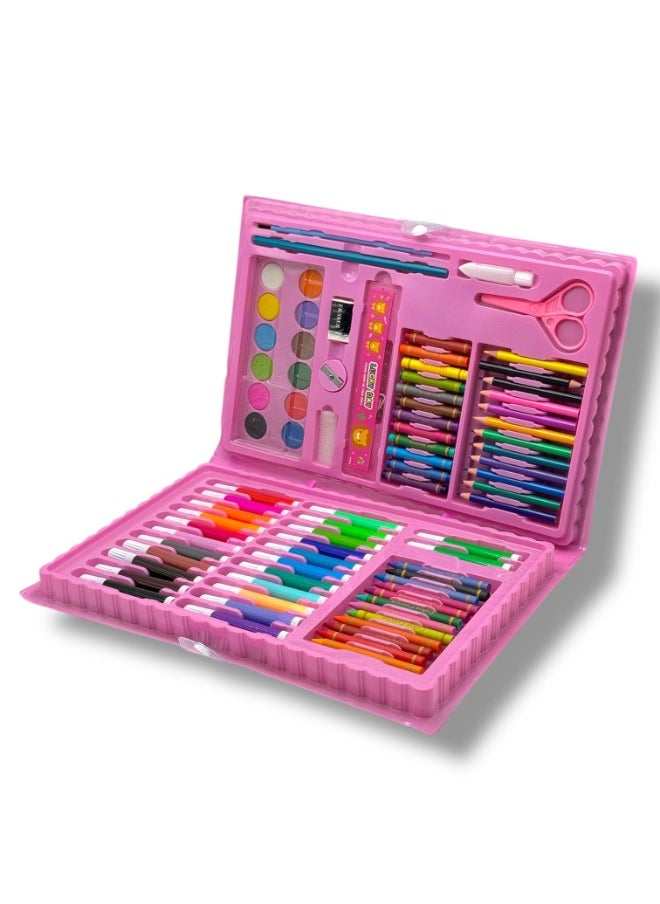 QSHOP ® 86 Pcs Art and School Supplies Set - Wooden & Water Colors, High Quality Pencils, Eraser, Sharpener, Scissors, Ruler & Stationery All-in-One Set for Kids, Students, Artists  - Image 1
