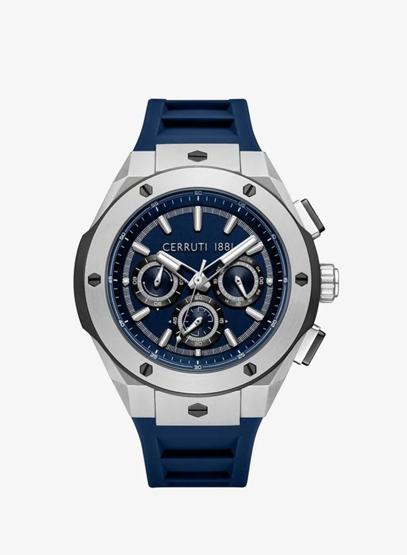 شيروتي 1881 Ruscello 44mm Blue Dial Silicone Strap Multifunction Watch For Men