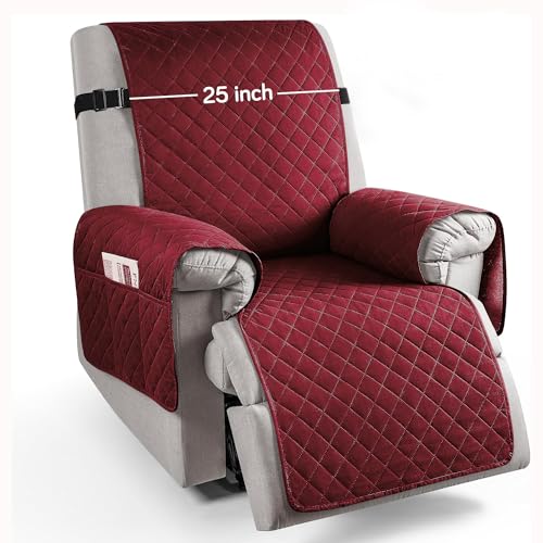 HOKIPO Polyester Quilted Recliner Cover For 1 Seater With Side Pockets, Burgundy (Ar-4758-Brgn) - Image 5