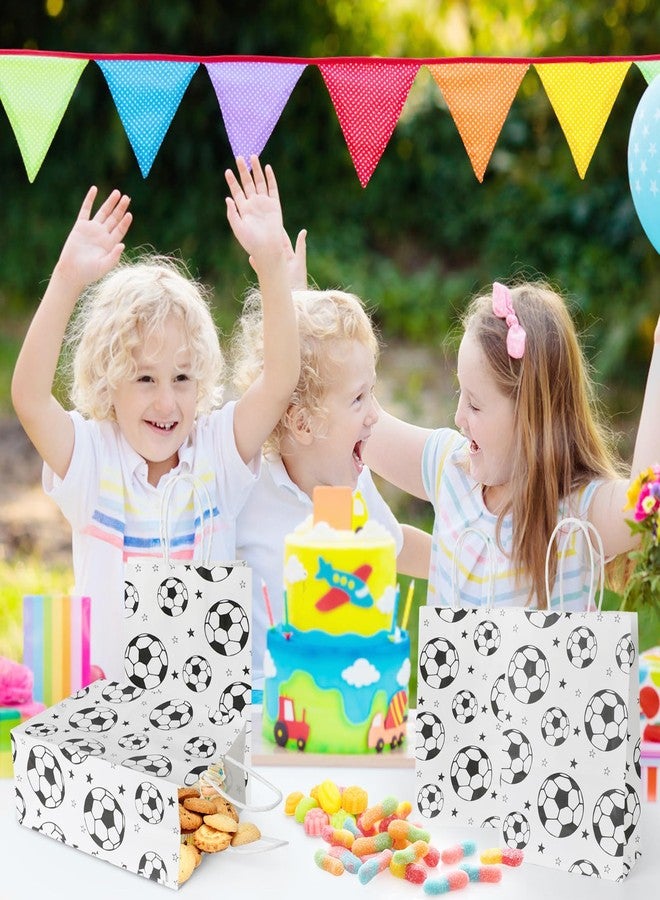 Pinsit 16PCS Soccer Favor Paper Bags, Soccer Goodie Bags, Soccer Bag for Snacks with Handles Treat Candy Bag for Kids Adults Party Supplies(White-01) - Image 5