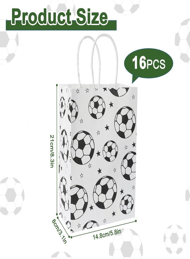 Pinsit 16PCS Soccer Favor Paper Bags, Soccer Goodie Bags, Soccer Bag for Snacks with Handles Treat Candy Bag for Kids Adults Party Supplies(White-01) - Image 2