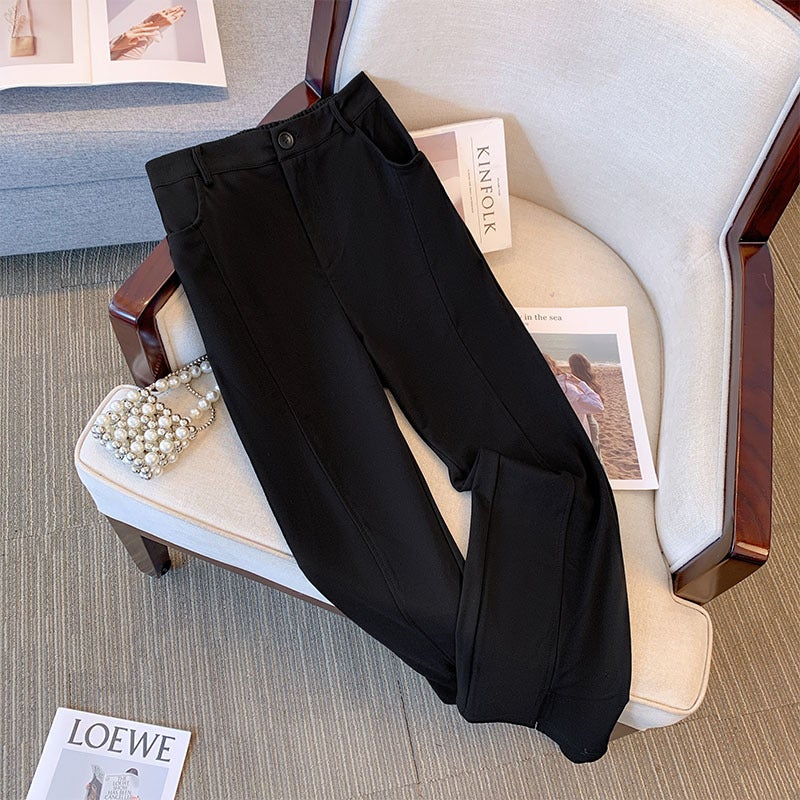 Plus Size Womens Split Flare Casual Pants Spring/Fall 2024 Black (shipped within 10 days) 