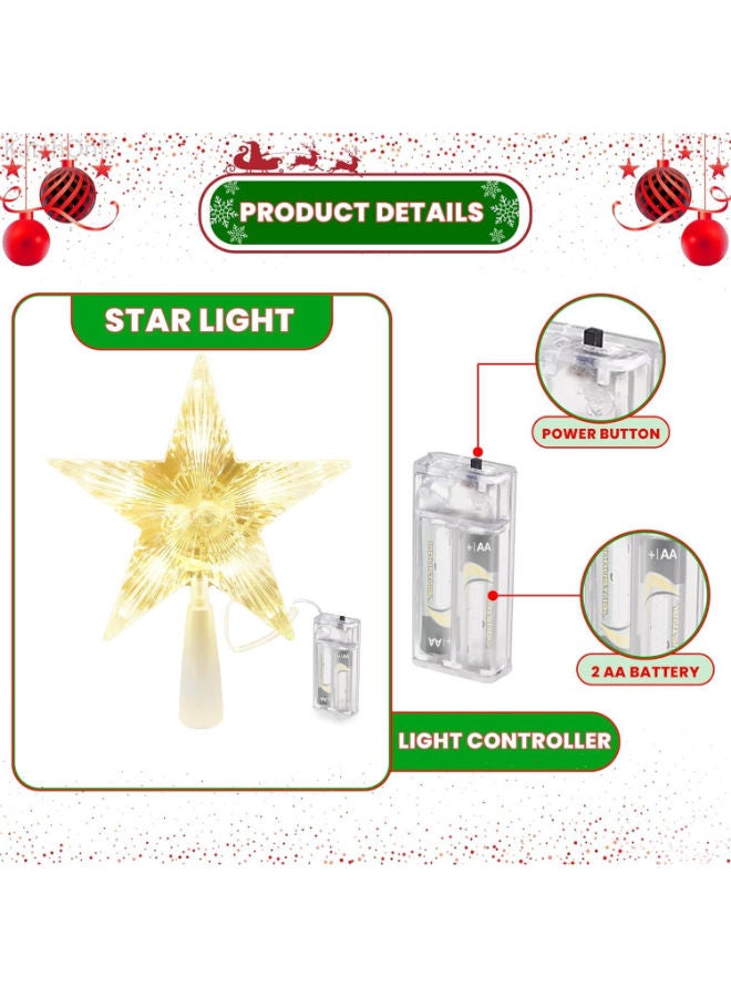 نجمة زينة شجرة عيد الميلاد 18 سم - قطعة واحدة - s - Image 3