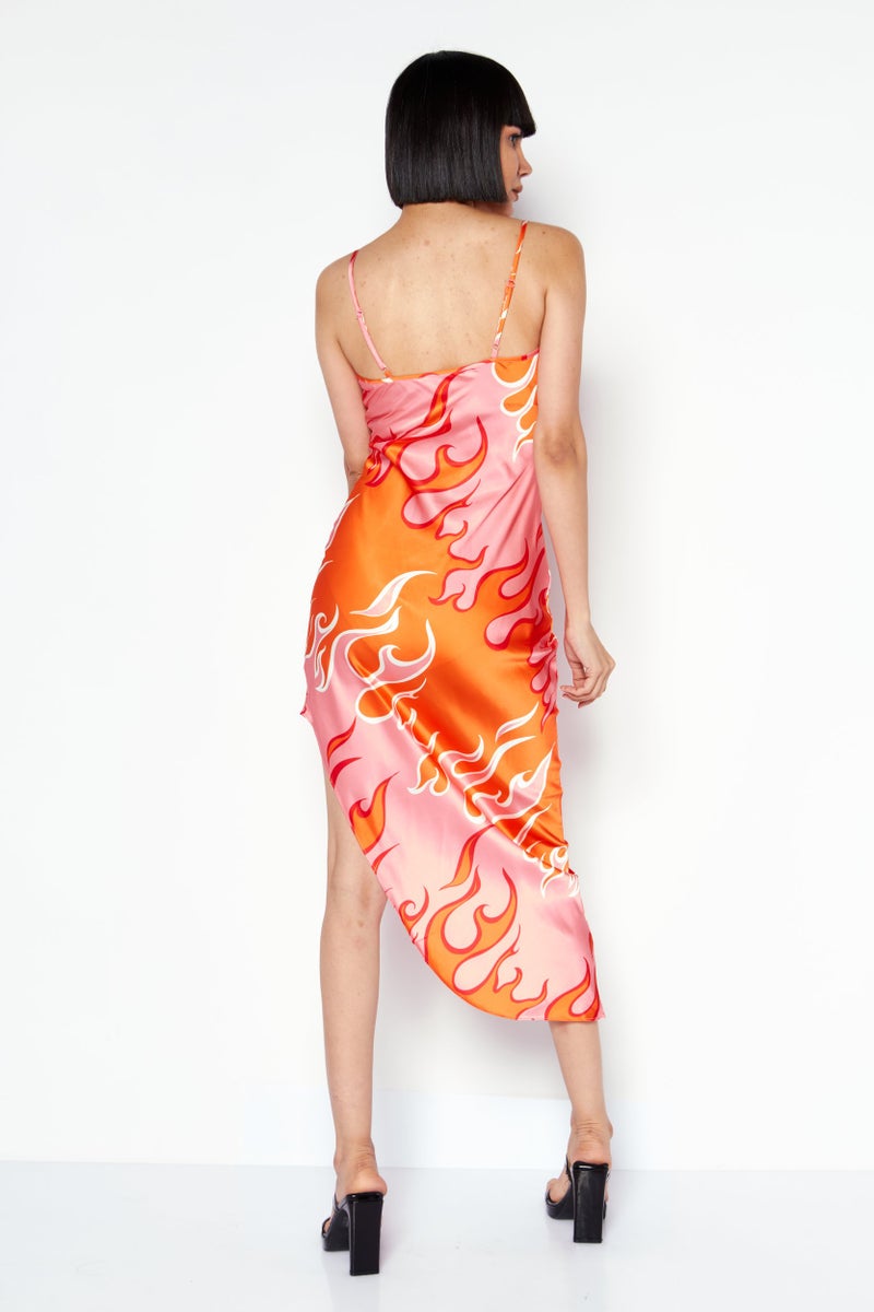 STEVE MADDEN فستان ميدي مطبوع بتصميم تجريدي للنساء، مجموعة وردية - Image 2